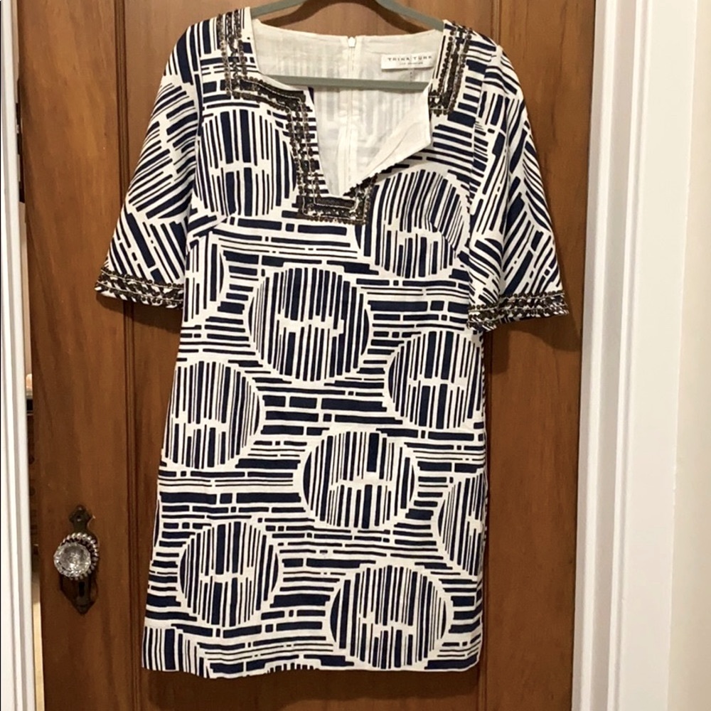 Trina Turk Beaded Geometric Shift Dress